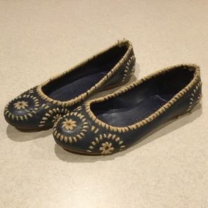 Jack Rogers Shoes 6 Rimata Navajo Navy Blue Ballet